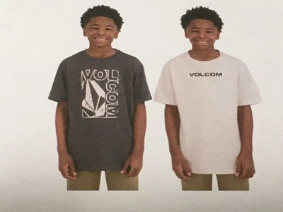 Volcom Boys 2 Pack Small 7/8 Graphic Print T-Shirts - Dark Gray and Beige - Image 1 of 4