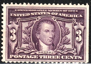 #325 US 3 CENT LILA-NEUWERTIG-MONROE-N/G-FEIN-SEHR GUTER ZUSTAND - Bild 1 von 1