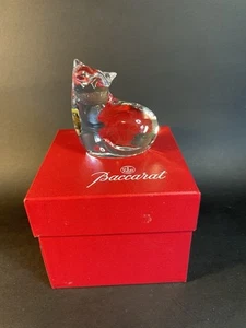 Baccarat Sitting Kitty Cat Paperweight 2.75” Figurine With Box - Picture 1 of 12