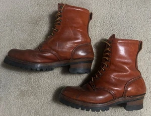 Vintage Red Wing Boots Leather Logger USA Size 10 Men's, brown - Picture 1 of 20