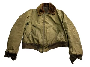 WWII B-15 Flight Jacket Stenciled Frog skin 1940s 40s Large - Picture 1 of 16