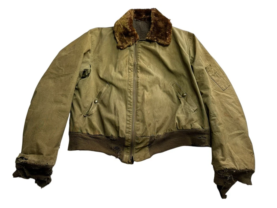 WWII B-15 Flight Jacket Stenciled Frog skin 1940s 40s Large - Image 1 of 4