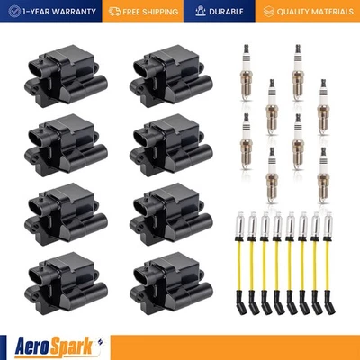 8 Ignition Coil & Wireset & 8 Platinum Spark Plug for 01-07 GMC Sierra 2500 HD - Image 1 of 4