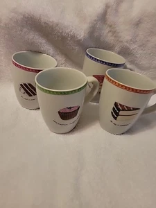 4 Vintage 2003 Nancy Green 14 Unzen Keramik Kaffeetassen Diät Dessert Ausreden Humor - Bild 1 von 7