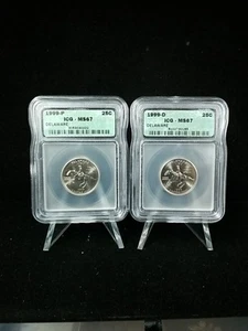 1999-P And D 25C Clad DELAWARE Quartes ICG MS67 #4064 - Picture 1 of 6