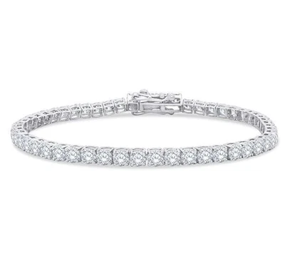Pulsera Tenis Redonda 5Ct Cultivada en Laboratorio Oro Blanco 14K Más de 925 Mujeres Aniversario Foto 1 de 3