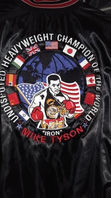 铁质 Mike Tyson 未切割重型冠军补丁夹克 罕见 不适用于公众 — 第 1/4 张图片
