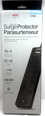 APC SurgeArrest Surge Protector, PH12U2, 12 Outlet 2 USB  6 Foot Power Cord New - Image 1 of 4