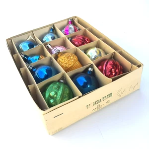 Caja de 12 adornos navideños Fantasía vidrio soplado a mano formas mixtas de colección Polonia - Imagen 1 de 16