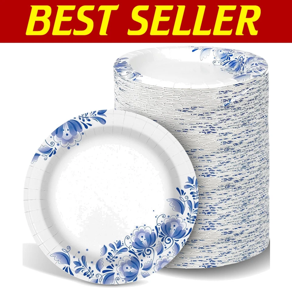 Elegant 10-Inch Floral Printed Disposable Plates - 300 Pack for Gatherings - image 1 of 4