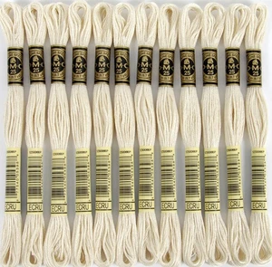 DMC Ecru Six Strand Embroidery Cotton Floss 12 Skeins 8.7 Yards Each - Picture 1 of 6
