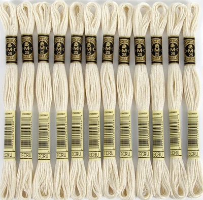 DMC Ecru Six Strand Embroidery Cotton Floss 12 Skeins 8.7 Yards Each - Image 1 of 4
