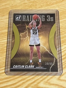 2024 Donruss Caitlin Clark Raining 3'S Gold Foil /99 Iowa - Picture 1 of 2