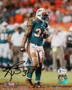 Ricky Williams Signed Miami Dolphins 8x10 HM Muddy Photo - Beckett W Auth *Black - Picture 1 of 2