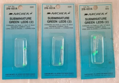 3 Paquetes - Radio Shack VERDE Subminiatura LED Lámparas Indicadoras 276-037A Nuevo en Paquete Foto 1 de 4