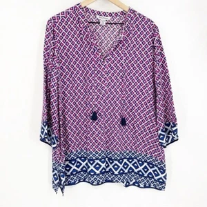 Tommy Bahama Multicolor Quaste Tunika Top Gr. XL Beachy Resort Urlaub - Bild 1 von 5