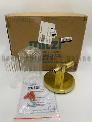 Aplique de tubo único Pottery Barn Parris con cortinas latón envejecido 10,25" H #X1123 Foto 1 de 4