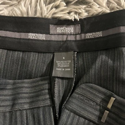 Kenneth Cole Reaction Business Dress Pants Sz 6 Classic Gray Pin Stripped Slacks - Image 1 of 4