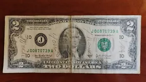 2003 $2 Dollar Bill - A Series/circulated Very Low Serial Number - Picture 1 of 2