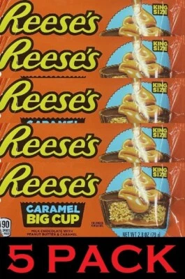5x Copos Reese's CARAMEL Big Cup King Size Manteiga de Amendoim Doces 2,8 Oz - 5 PACOTES - Imagem 1 de 3