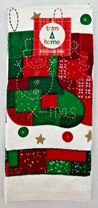 Kmart Trim-A-Home Multicolor Patchwork Stocking Winter Holiday Kitchen Towel Set - Picture 1 of 8