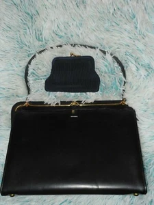 Coblentz Black Leather Shoulder Bag with Matching Coin Purse - Picture 1 of 7