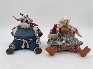 Vintage Russ Berrie Kathleen Kelly Critter Kuh & Ente Figur Puppe-Set von 2 - Bild 1 von 21