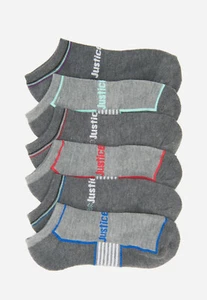 Justice Girls Contrast Stripe No Show Socks Socks, 6-Pack, Large 4-10 - New - Picture 1 of 1