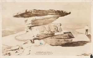 Antike RPPC Postkarte Regenschirm Felsen Aussichtspunkt Berg Chattanooga, TN Tennessee - Bild 1 von 2
