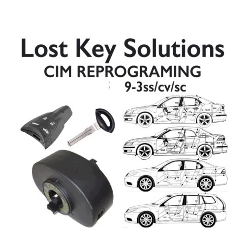 SAAB 9-3 ALL KEY LOST SERVICE CIM PROGRAMING INCLUDES 2 NEW KEY 2003 - 2011 - Image 1 of 1