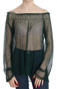Blusa PINK MEMORY Nylon Verde Transparente Fuera del Hombro Top IT42/US8/M $160 - Imagen 1 de 10