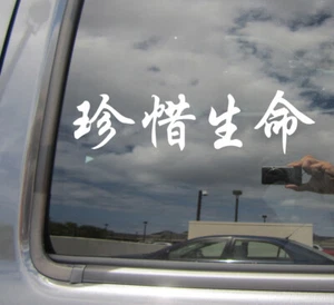 Cherish Life - Kanji - Car Auto Window High Quality Vinyl Decal Sticker 10067 - Picture 1 of 2
