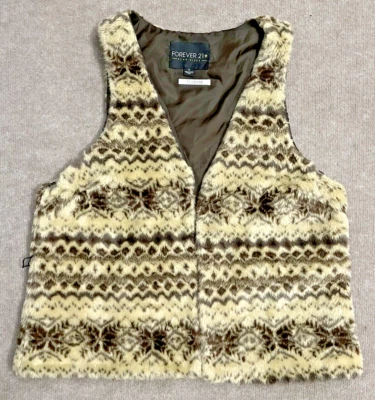 Forever 21 Women's Vest Size 1X Faux Fur Brown Satin Lined Plus - Image 1 of 4
