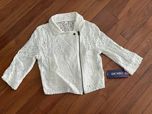 New Cherokee Girls Ivory Lace Zip Up Jacket Front Pockets Size Large 10 12 - Picture 1 of 10