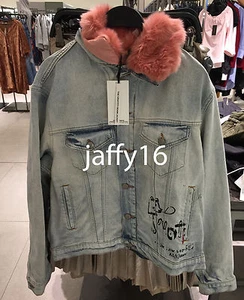 ZARA NEU DAMEN VINTAGE JEANSJACKE MIT GRAFFITI BLAU XS-L REF. 6045/247 - Bild 1 von 5
