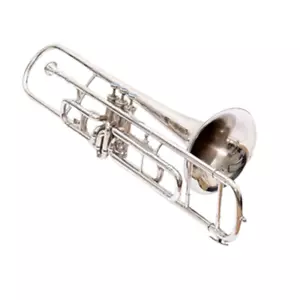 Trombone Brass Valve Bb Nickel Plated with Hard Case & Mouth piece by Zaima - Picture 1 of 5