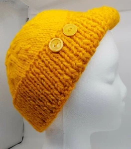 Damen große handgestrickte Handarbeit Wintermützen Mützen Mützen abnehmbare Blume Pin  - Bild 1 von 4