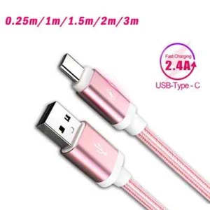 Braided USB to Type C Charger Cable 2A Fast Charging Lead Data Cord for Samsung - Picture 1 of 22