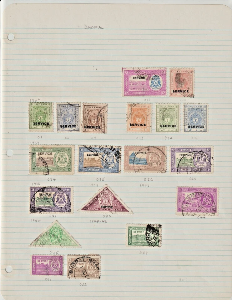 India Feudatory States Collection  19 Century / 1940's , 6 Pages 120 Used Unused - Image 1 of 4
