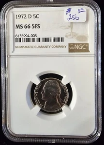 1972 D Jefferson 5C Nickel NGC MS66, FULL STEPS. - Picture 1 of 2