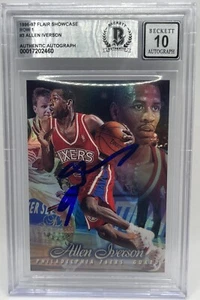 Allen Iverson Signed 1996-97 Flair Showcase Row 1 #3 Beckett Auto 10 Grade - Picture 1 of 6