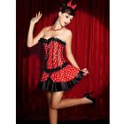 Ladies Red Spotted Corset Fancy Dress Costume UK 6-8