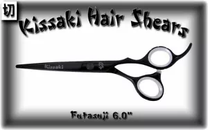 Kissaki Pro Hair Scissors 6.0" Futasuji Black Titanium Hair Cutting Shears - Picture 1 of 3