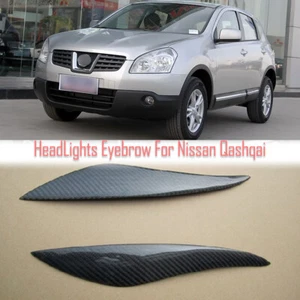 Carbon Fiber Eyelids Eyebrows Lids Headlight Molding Covers For Nissan Qashqai - Picture 1 of 12
