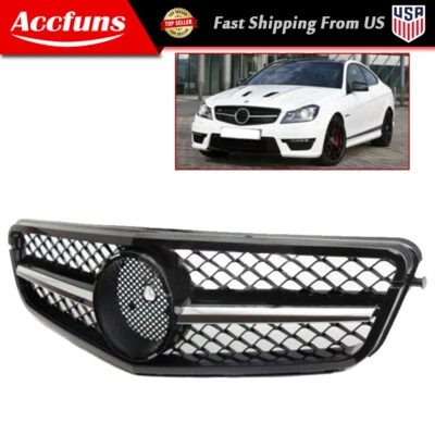 Fit For 2008-2013 Mercedes Benz C63 C-Class W204 Front Grille Chrome Black Grill Foto 1 de 4