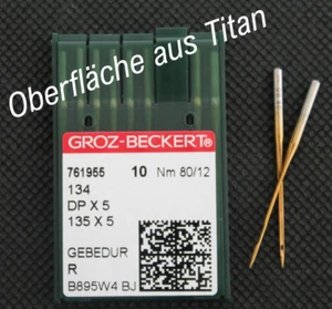 Groz Beckert Nähmaschinennadeln Titan beschichtet 134 Gebedur Nadelstärke 80/12 - Bild 1 von 10