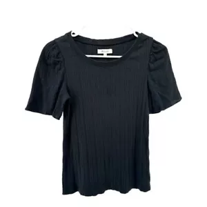 Madewell | XXS Camicetta nera a costine con maniche a sbuffo NC606 - Foto 1 di 12