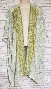 Zac & Rachel Woman Plus Size 1X Floral Paisley Kimono Size 1X Flowy Sage Green - Picture 1 of 13
