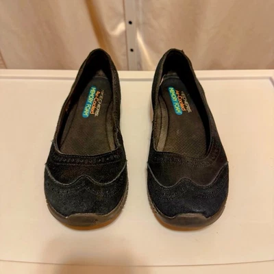 Skechers Black Leather Ballet Flats Breathe Easy Memory Foam Women’s 8.5 Slip On - Image 1 of 4