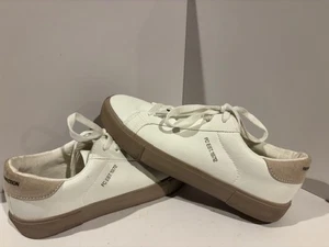 French Connection Becka Lace Up Sneakers White with Tan Casual Women Size 7.5 - Picture 1 of 7